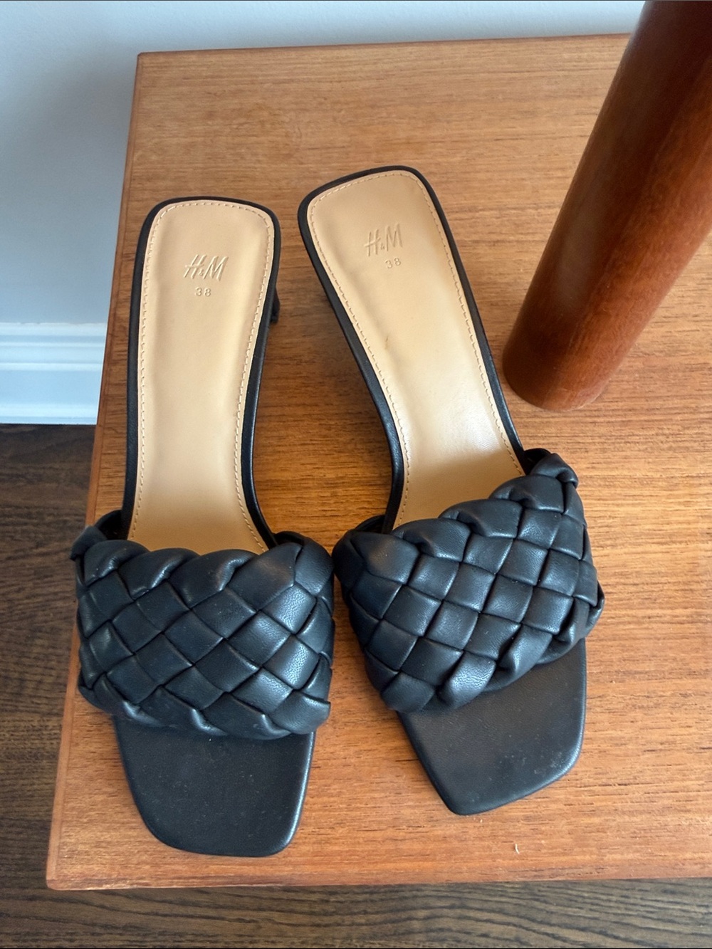 H&M Black Braided Slide Heels
